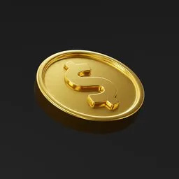 Detailed golden 3D coin model with embossed dollar symbol, designed for Blender rendering.