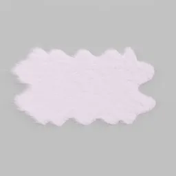 Realistic 3D model of a white, fluffy lambskin rug created for Blender with detailed textures.