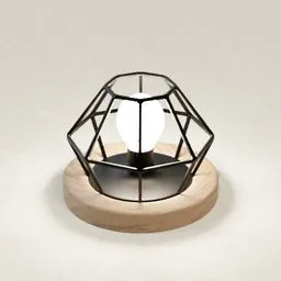 Wood and Steel Cage Desk Lamp