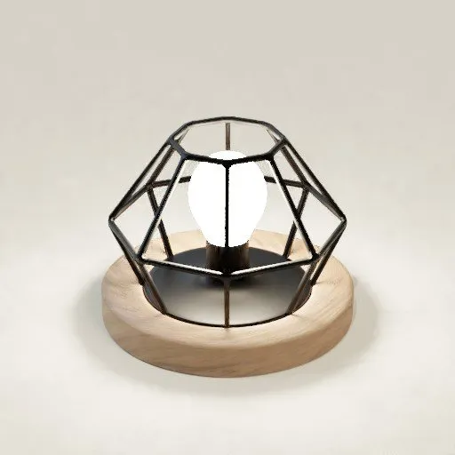 Wood and Steel Cage Desk Lamp