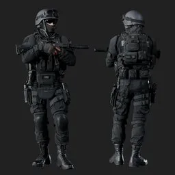 Police Tactical Unit Combat Ready Pose