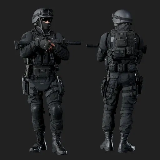 Police Tactical Unit Combat Ready Pose