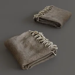 Highly detailed 3D scanned folded blanket model with realistic textures for Blender rendering.