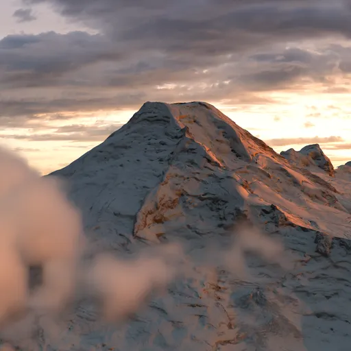 Volcano Mountain in Clouds