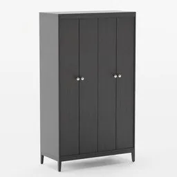 Detailed 3D model of a dark gray Ikea-style wardrobe with silver handles for Blender rendering.