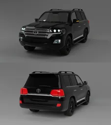 High-quality 3D rendering of a black SUV, showcasing front and rear angles, optimized for Blender rendering.