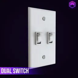 Detailed 3D model of a dual light switch plate, optimized for Blender, suitable for game and VR environments.
