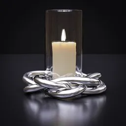 Candle with metal decoration element