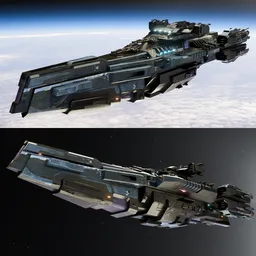 Scifi Space Ship Heavy Cruiser Crimson