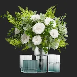 White Dahlia Eucalyptus Vase Set