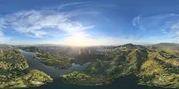 Green tree mountain cloud bluesky lake