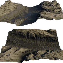 Detailed 3D river terrain ready for water path rendering, perfect for Blender 3D projects with realistic textures.