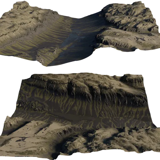Detailed 3D river terrain ready for water path rendering, perfect for Blender 3D projects with realistic textures.