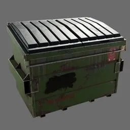 Green rusty garbage bin