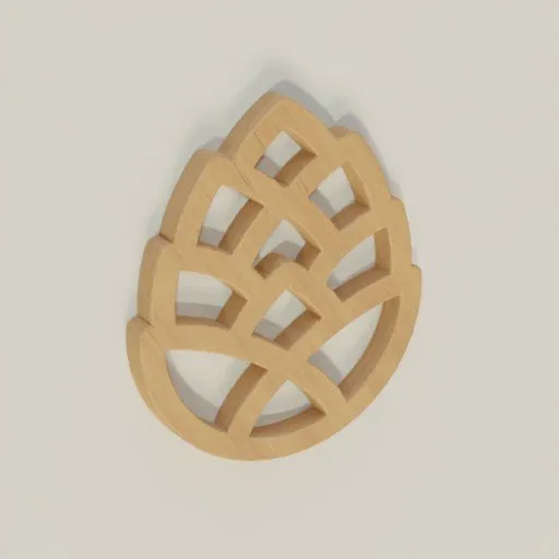 Intricately designed pinecone-shaped wall decor 3D model, ideal for interior design renderings in Blender.