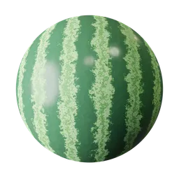 Realistic procedural watermelon texture for PBR rendering in Blender 3D and other 3D applications.