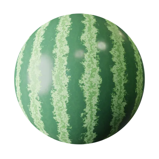 Realistic procedural watermelon texture for PBR rendering in Blender 3D and other 3D applications.