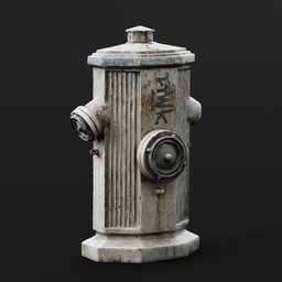 Realistic 3D model of a detailed, weathered fire hydrant suitable for Blender cityscape rendering.