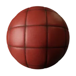 Red Leather Square Stitched Old