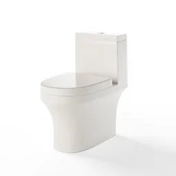 "3D model of a modern toilet in white glossy ceramic finish. Inspired by David Chipperfield, this Blender 3D model features a white lid and tank, textured base, and intricate detailing. Ideal for architectural and interior design projects."