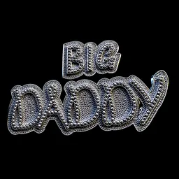 Detailed 3D model of a diamond-studded 'Big Daddy' nameplate, ready for 3D printing.