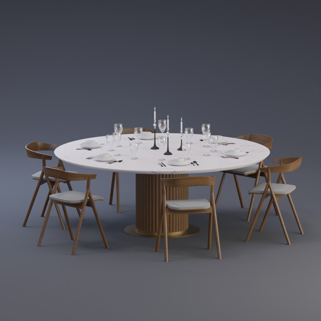 BlenderKit Download the Round Dining Table model