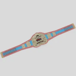 "Get championship-ready with the A.G.W. World Tag Team Champion Belt 3D model for Blender 3D. This prized WWE-inspired design features a colorful pink and blue band, coveted award, and cyberwars-worthy details. Join the winning team with this intricately-rendered 3D model."