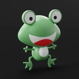"Cartoon Frog lowpoly - A captivating green frog with a red nose and mouth, ideal for creating stunning animations in Blender 3D. This adorable reptile model is perfect for concept art, game assets, and character design, evoking the style of renowned artist Liangchao Wei. Its versatile features, such as a jump pose and glossy sphere, make it suitable for diverse projects and appeal to fans of Toei Animation and Yoshitaka."
