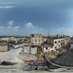 Abandoned factory roof sunshine clouds
