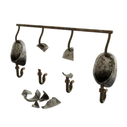"3D model of a bathroom furniture set featuring dirty and broken urinals with damaged structures. Created with Blender 3D software by Gregorius Sickinger and available on UE Marketplace. Perfect for realistic scenes in need of gritty and industrial elements."