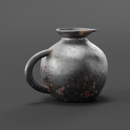 "Medieval style Pewter pitcher for Blender 3D - perfect for restaurant and bar scenes. Photorealistic with oil painting marks and a touch of rust for added character. Ideal for 3D painters looking to add authenticity to their designs."