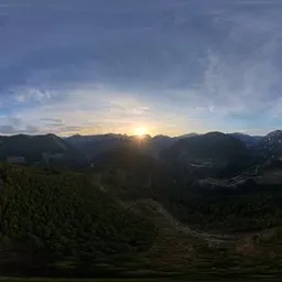 Aerial Green Mountains Sunset