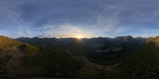 Aerial Green Mountains Sunset