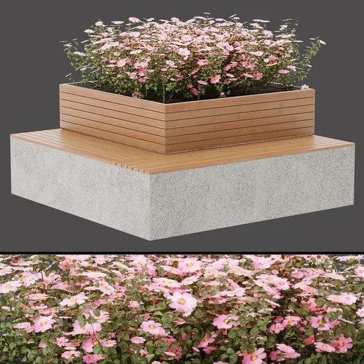 Wood‑Concrete Flower Pot