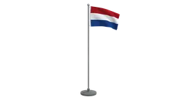 Low poly animated Dutch flag 3D render, optimized for Blender, ready for CG visualization with clean quad meshes.