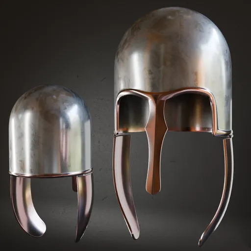 Detailed low poly historic military helmet 3D model with high quality metal textures, ready for Blender 3D projects.