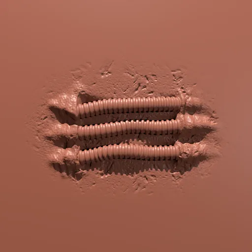 3D sculpting brush thumbnail demonstrating wire mesh imprint for Blender 3D model detailing
