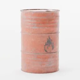 Rustic textured 3D oil barrel with hazard symbol, ideal for game assets and industrial scenes, created in Blender.
