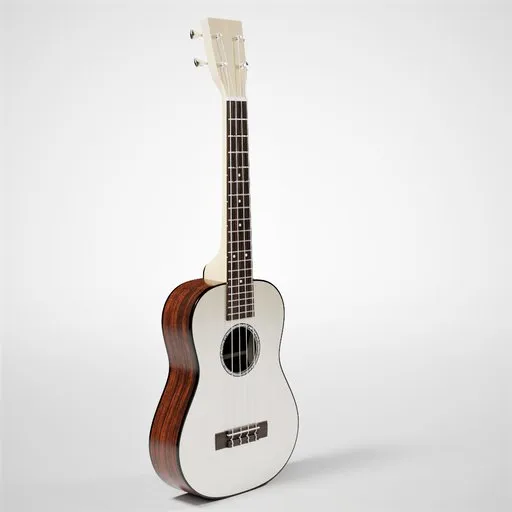 Realistically scaled 3D model of a ukulele for Blender, ideal for architectural visualization.