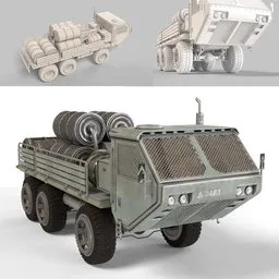 "Explore the highly detailed Bomb Truck 3D model for Blender 3D, inspired by Heinrich Maria Davringhausen and Ludwig Knaus. Featuring 4K textures, 3 materials and a large trailer, this military vehicle is perfect for mining and various scenarios. Trending on Artstation, this model also includes front and side views, wireframe models, and micro details."