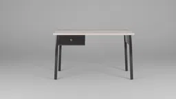 High-quality 3D model render of a modern desk with a single drawer, optimized for Blender use.