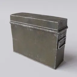 "Highly detailed 3D model of an old metal box with lid, perfect for thievery equipment scenes in Blender 3D. Textured with a 2K PBR material using Substance, and featuring non-applied SubD modifier for added detail."