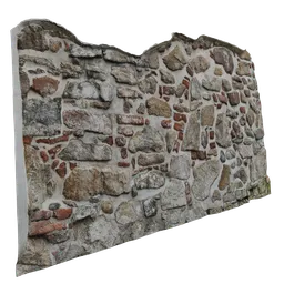 Accurate 3D model of a textured stone wall, ideal for architectural renderings in Blender.