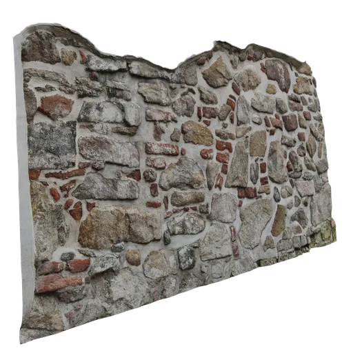 Accurate 3D model of a textured stone wall, ideal for architectural renderings in Blender.