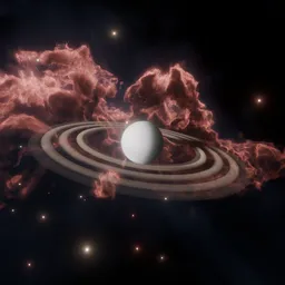 3D render of adjustable asteroid rings around a planet for Blender, showcasing a highly detailed, procedural space environment.