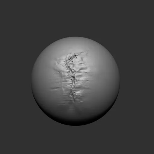 3D sculpting brush effect for Blender, simulating messy stitches and cloth damage on fabric surfaces.