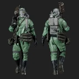 Hazmat Soldier Walking Pose Green