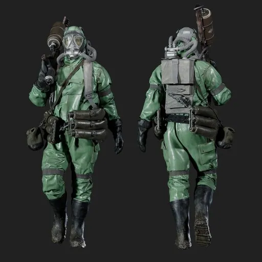 Hazmat Soldier Walking Pose Green