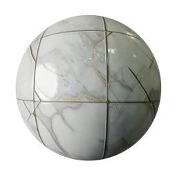 High-resolution cracked marble tile texture for 3D modeling and rendering, PBR ready.
