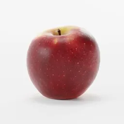 Realistic 3D apple model with red-yellow gradient, detailed texture, for Blender photogrammetry and PBR rendering.